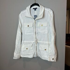 Chaps Small White Linen Jacket